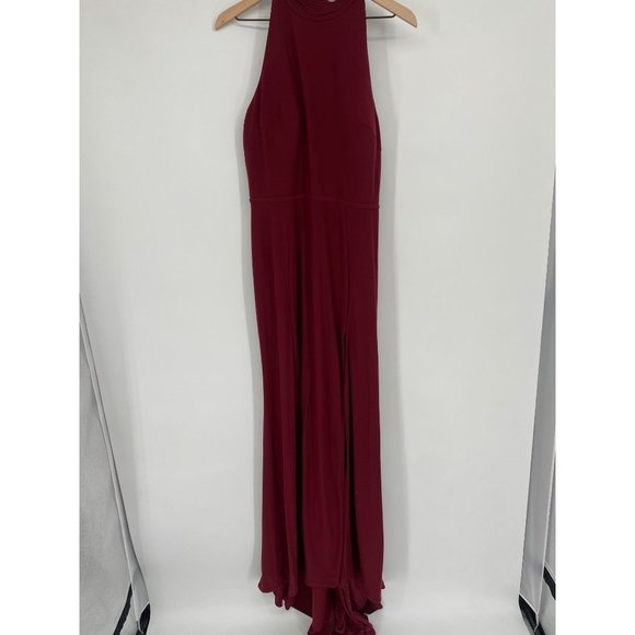 IEENA MAC DUGGAL HIGH NECK JERSEY GOWN W/TEARDROP CUTOUT BACK BURGANDY SIZE 1O - Picture 3 of 7